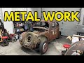 Metal work on the 59  semaphore 1959 vw beetle revival