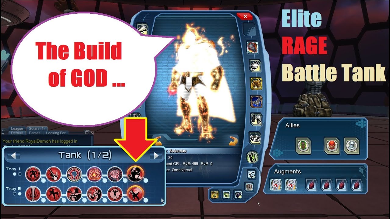 DCUO Solareius : ** The BUILD of GOD ** Explained ... Loadouts Artifacts Allies : RAGE Battle Tank