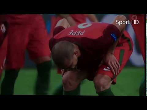 Pepe puke on Field After Match Portugal vs France EURO 2016 final