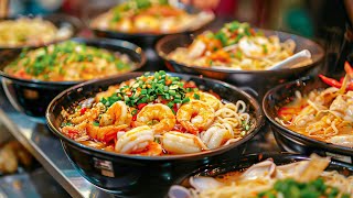 Huge Crowd at the Seafood Noodles stall! Sold out Fast - Cooked for 10 hours| Asian Street Food