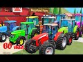 Color tractors  60 minutes of animation about tractors  agricultural machines on an animated farm