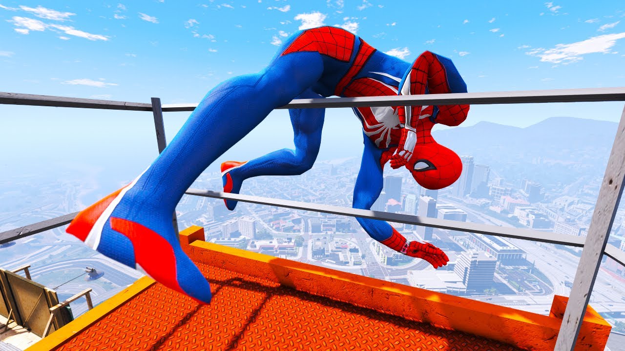 GTA 5 SPIDER-MAN CRAZY JUMPS/FALLS #06 (Euphoria Physics)