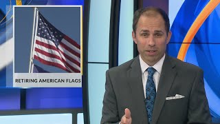 Retiring American flags