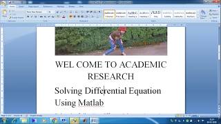 HOW TO SOLVE DIFFERENTIAL EQUATION USING MATLAB