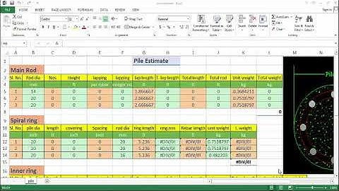 Pile estimation using excel sheet.