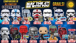 Comparisons of all Grail fakes by Funko POP! Star Wars! Rogue One! Captain Rex!!! Clone wars!