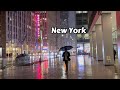 4k Asmr Rain Walk At Night Rainy Walking Tour In Manhattan New York