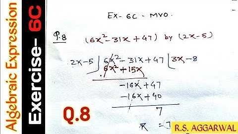 Exercise- 6C | Qus- 8 | Class 8 | Operations On Algebraic Expressions | R S AGGARWAL  #mvo #algebra