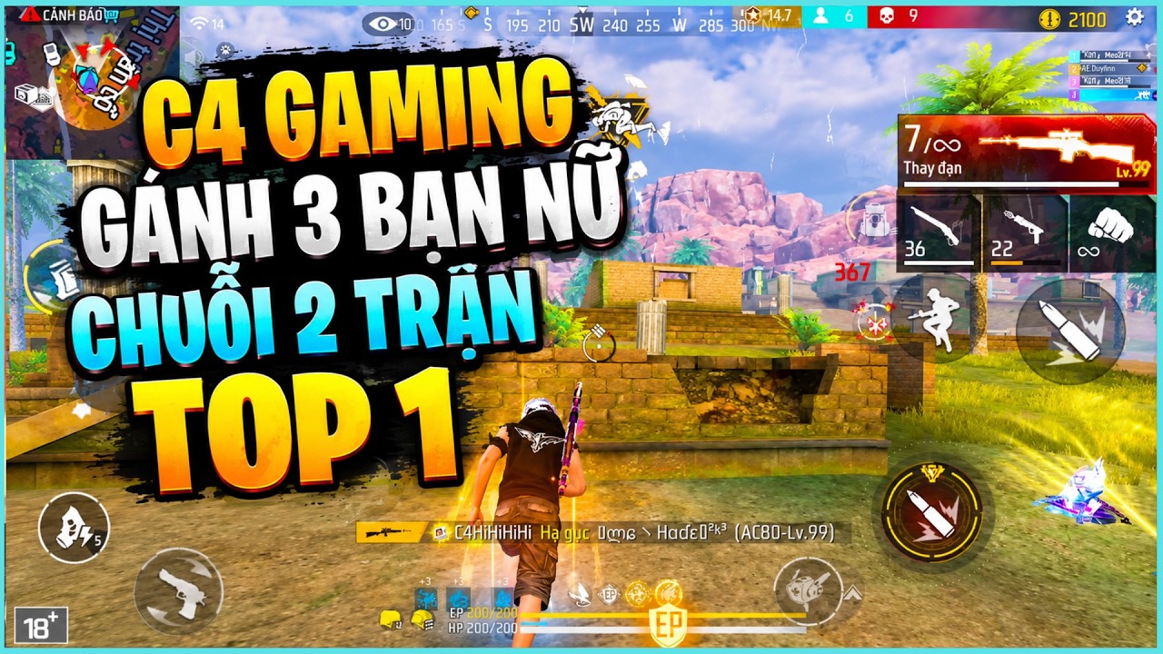 [Free Fire] C4 Gaming Hữu Duyên Gánh 3 Bạn Nữ Chuỗi 2 Trận Top 1
