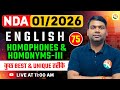 Homophones &amp;  Homonyms -3 | NDA English Classes 2026 | English Classes for NDA 2026  | NDA