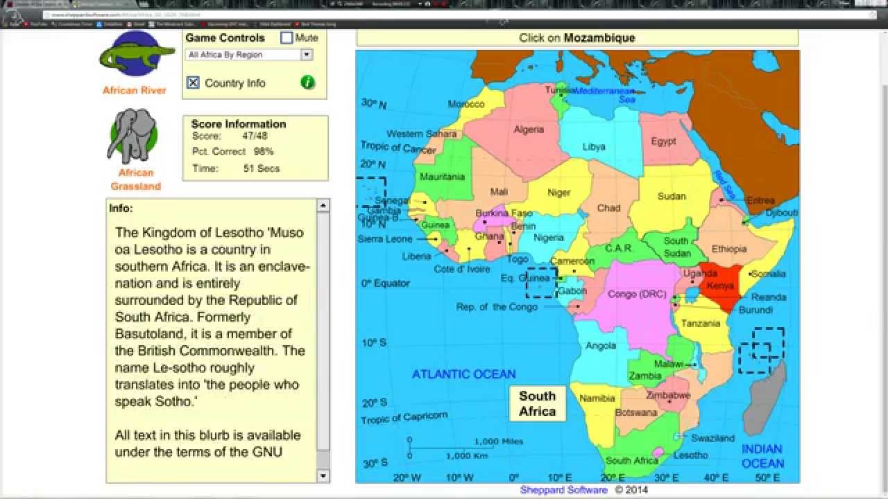 Africa Geography Game Speedrun (Previous World Record) 56 Seconds
