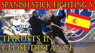 How to thrust with a short quarterstaff in Spanish Stick Fighting for self-defense