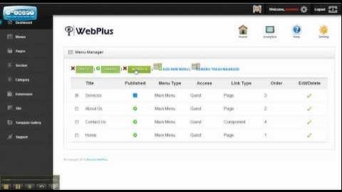 WebPlus CMS Menu Manager