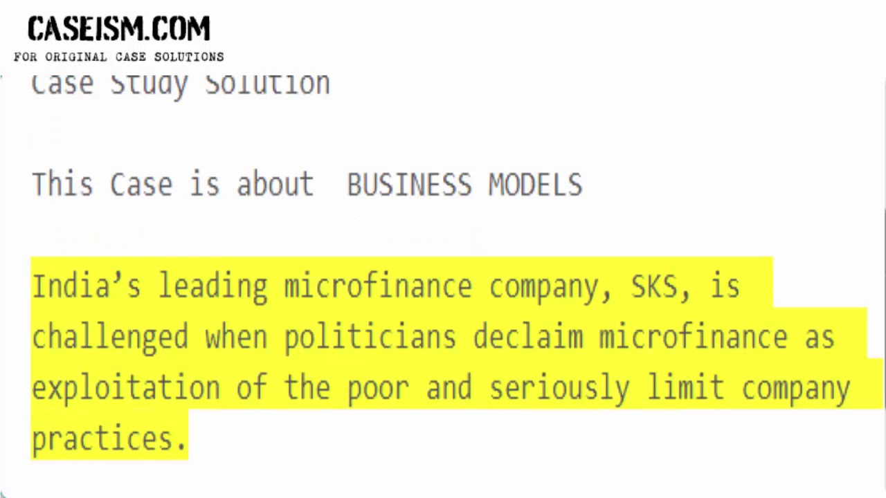 SKS and the AP Microfinance Crisis Case Study Help - Caseism.com