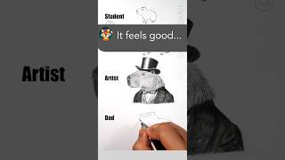 It feels good! Daddy vs Artist how to draw capybara the most friendly animal in the world