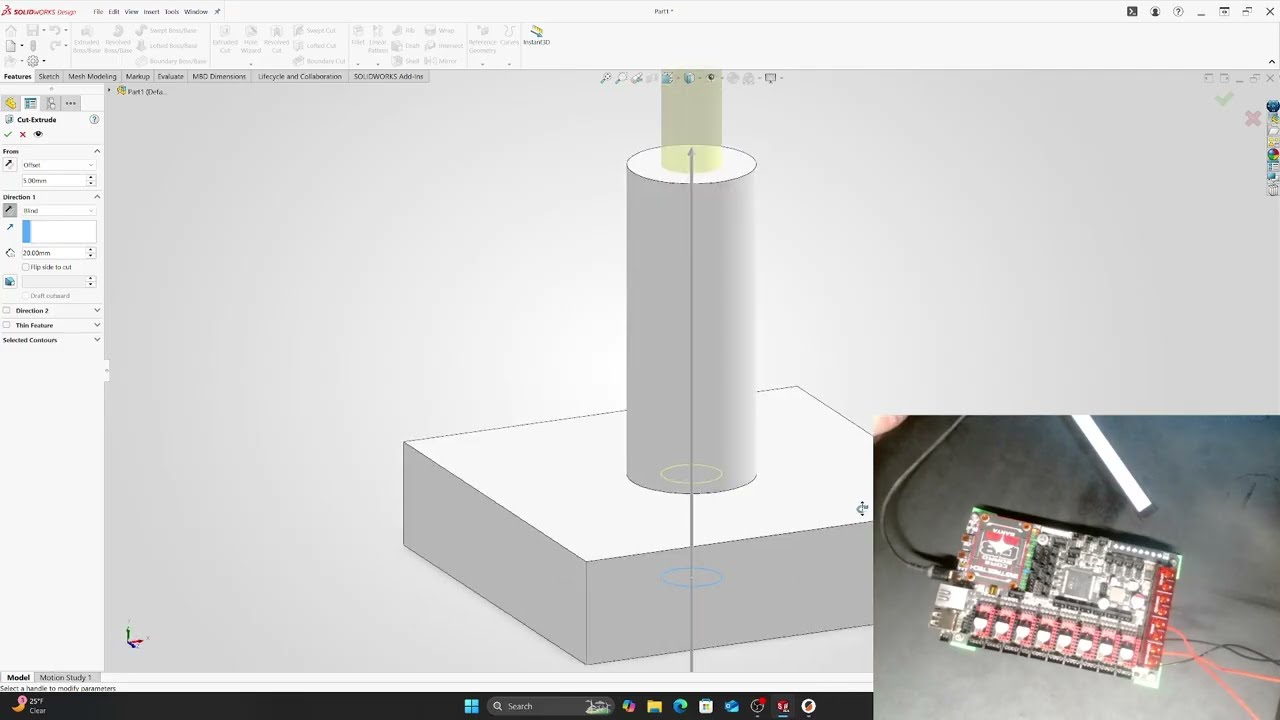 Making circuit board standoffs in SolidWorks