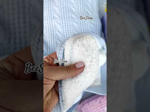 Плед теплий в'язаний блакитний на махрі для дитини, видео 1