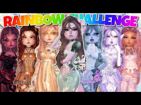 RAINBOW CHALLENGE In Dress To Impress!! Making An Outfit For *EVERY* Color Of The Rainbow!!