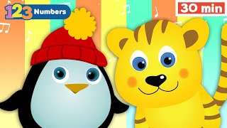 Learn Numbers w Cartoon Animals | Early Learning Videos for Babies| Counting Cute Penguins & Tigers