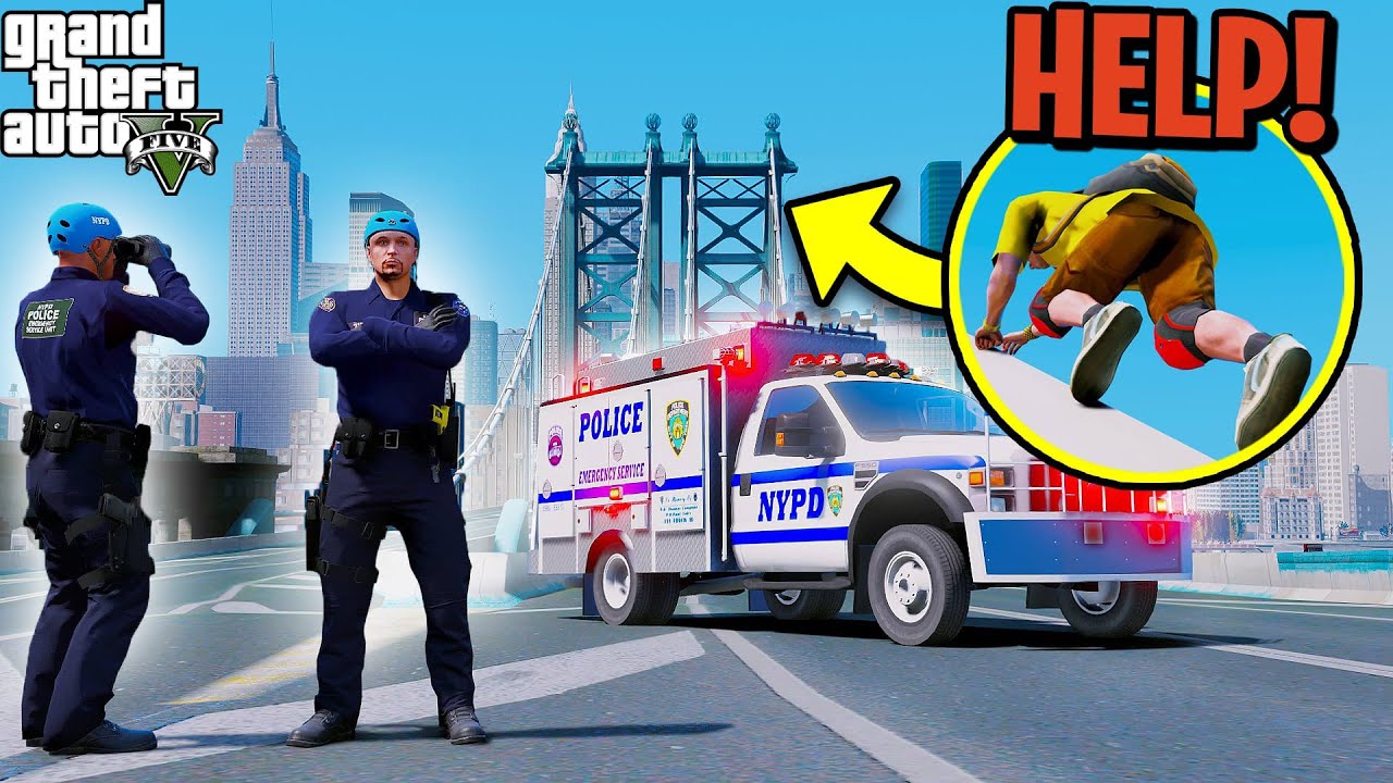 NYPD Emergency Service Unit Rescues Man Climbing The Liberty City Bridge In GTA 5