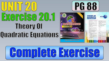 Exercise 20.1 unit 20 theory of quadratic equation all questions 1 to 7 class 10 new mathematic book