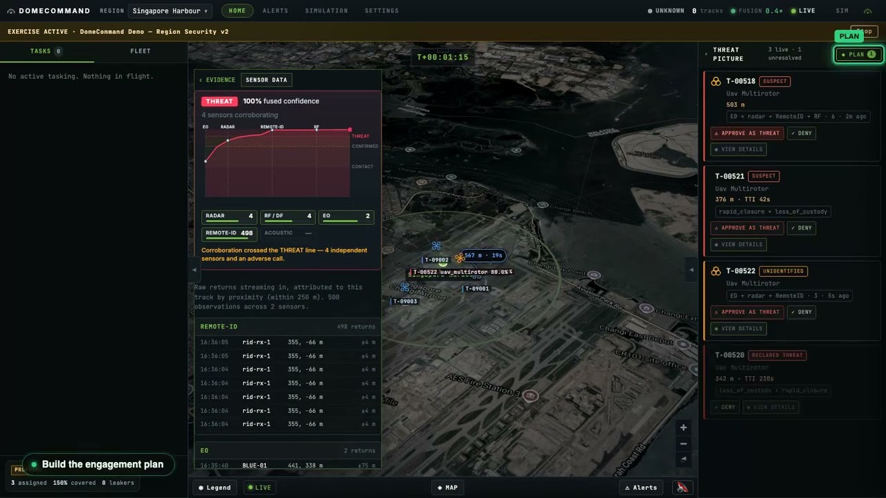 DomeCommand: Multi-Sensor Fusion + Human Control Ends Drone Threats | Inturai Demo