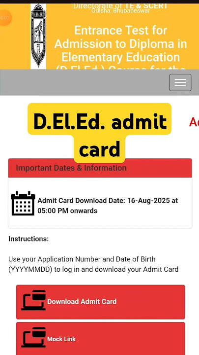 D.El.Ed  2025 admit card download now//CT admit card//Odisha D.El.Ed admit card