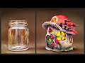 Diy mushroom house using a jar
