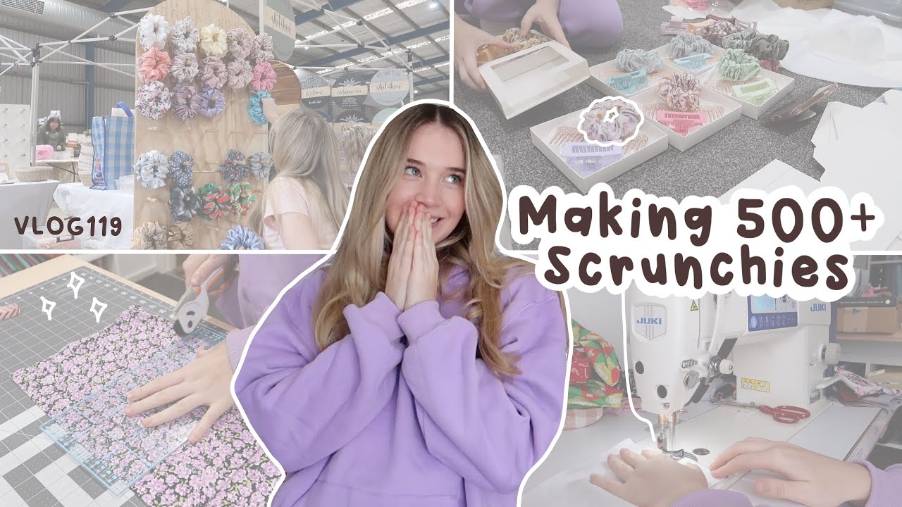 making 500+ scrunchies for the creators collective market and showing you stallholders! VLOG119