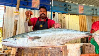 KASIMEDU 🔥 SPEED SELVAM | 17 KG BIGGEST FRESH SEER FISH CUTTING VIDEO | IN KASIMEDU | FF  CUTTING🔪