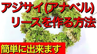 【アジサイ（アナベル）リースの作り方【ドライフラワーリースの作り方】How to make a wreath.～剪定したアジサイでリースを作る