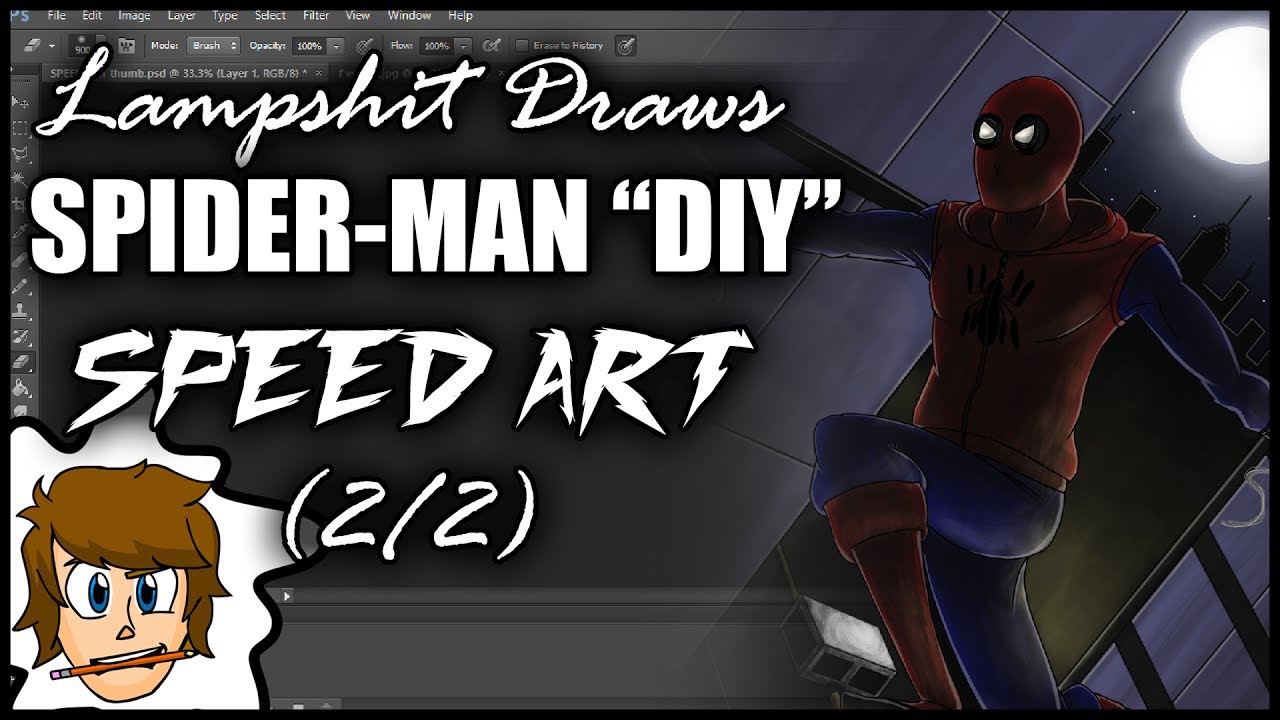SPIDER MAN HOMEMADE SUIT SPEED ART (2/2) | Lampshit Draws