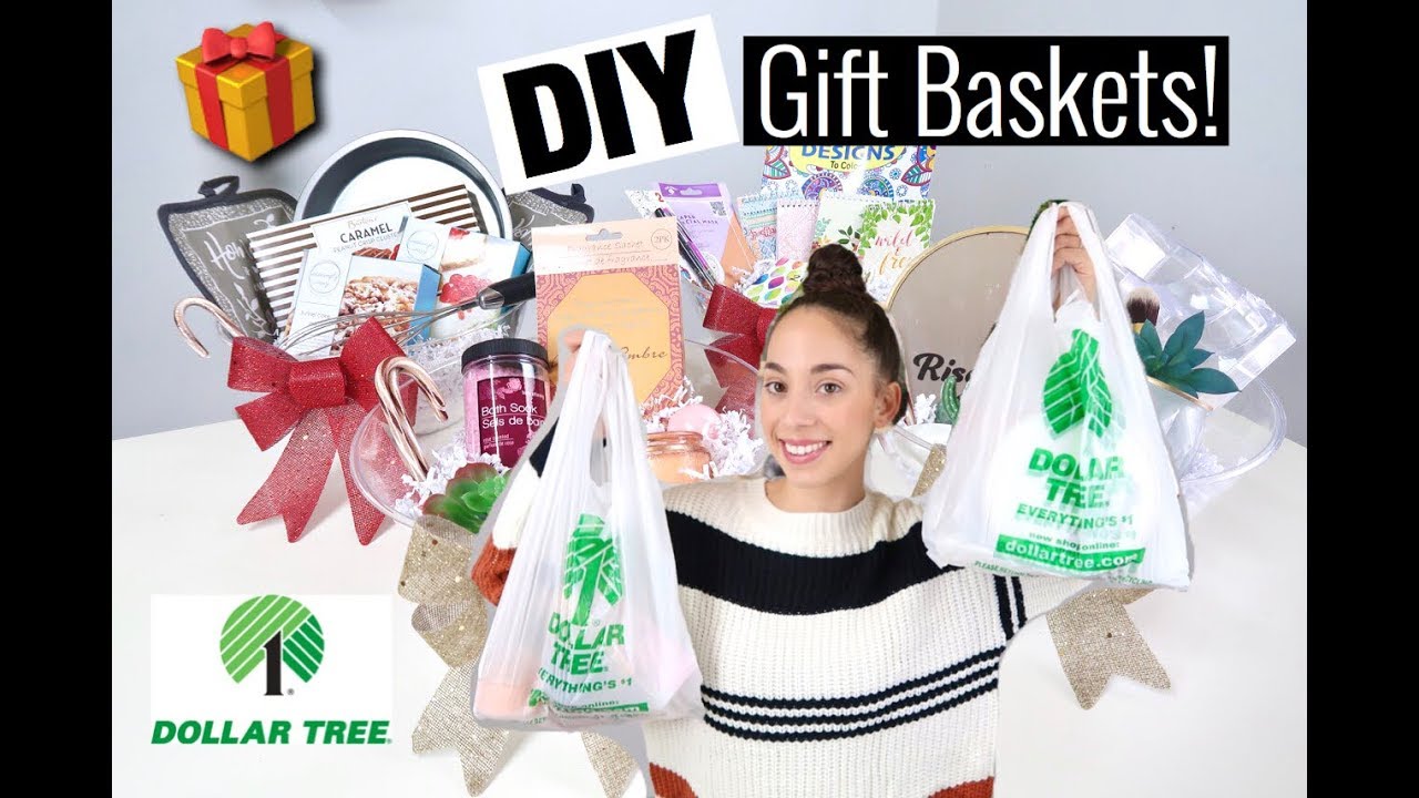 DIY DOLLAR TREE GIFT BASKETS *CHRISTMAS 2019* - YouTube