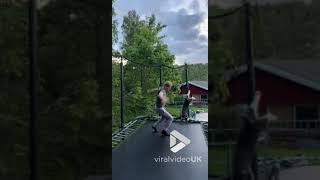 Guy jumps on trampoline and cat bounces up || Viral Video UK
