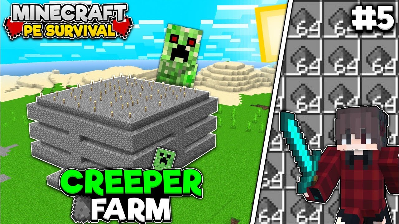 🤯No One Build this Creeper Farm Minecraft pe Survival Series (Ep5