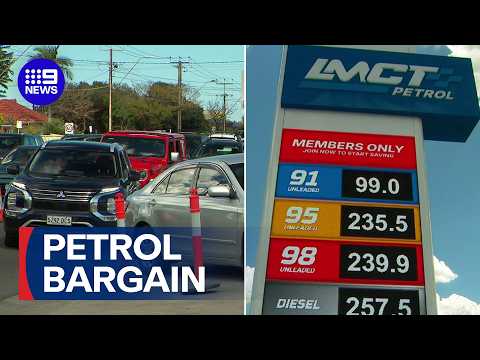 Drivers queue for one-off 99-cent petrol deal | 9 News Australia