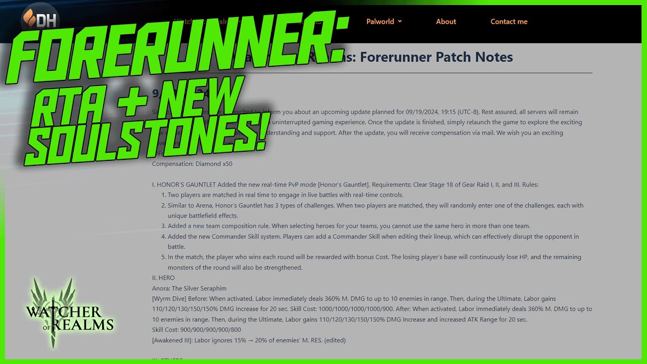 Real Time Arena and New Legendary Soulstones (Forerunner Patch Notes ...