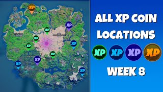 All 10 XP Coins Locations in Fortnite Season 5 Chapter 2 Week 8! (Green, Blue, Purple, and Gold)