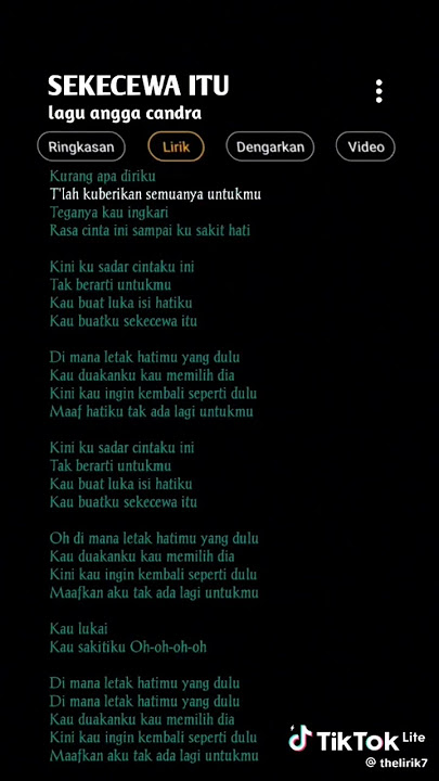 Lirik lagu SEKECEWA ITU'ANGGA CANDRA'
