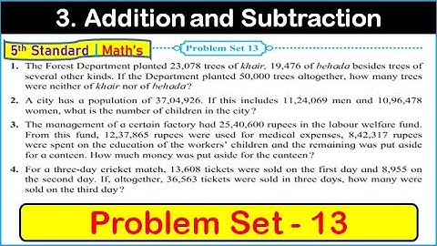 Problem set 13 std 5 maths | chapter 3 | Addition and Subtraction |  Maharashtra State Board