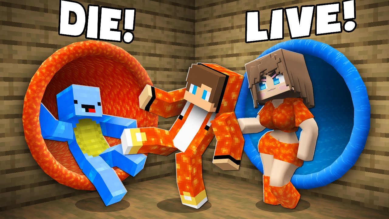 Lava JJ and Lava Girl PUSHED WATER Mikey into the LAVA SLIDE in Minecraft - Maizen