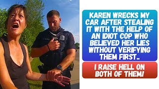 KAREN STEALS MY CAR, ACCUSES ME OF STEALING IT, TRICKS A COP INTO BELIEVEING HER THEN SHE WRECKS IT!
