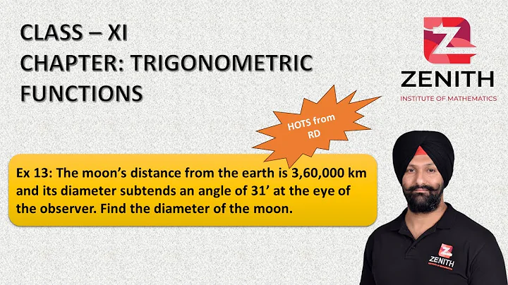 6  Q  The moon’s distance from the earth is 3,60,000 km and its diameter subtends an angle of 31’ at