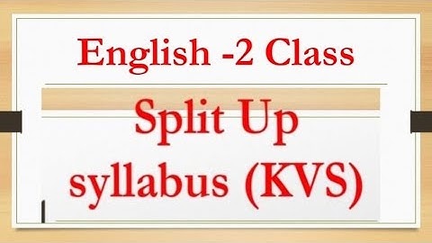syllabus /English/Class 2/KVS