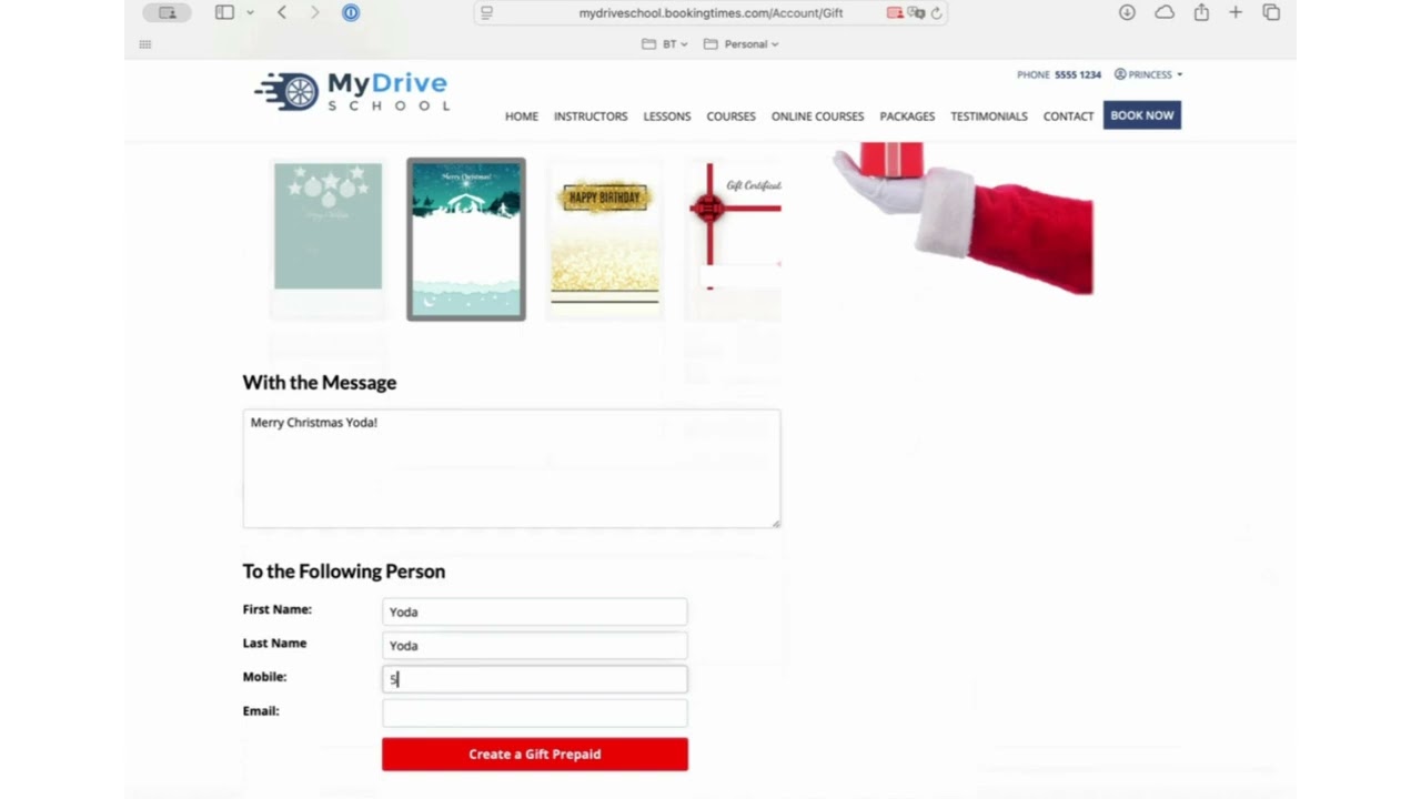 Purchasing and gifting a voucher from the client's perspective