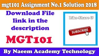 MGT101 Assignment no 1 complete solution Fall 2018