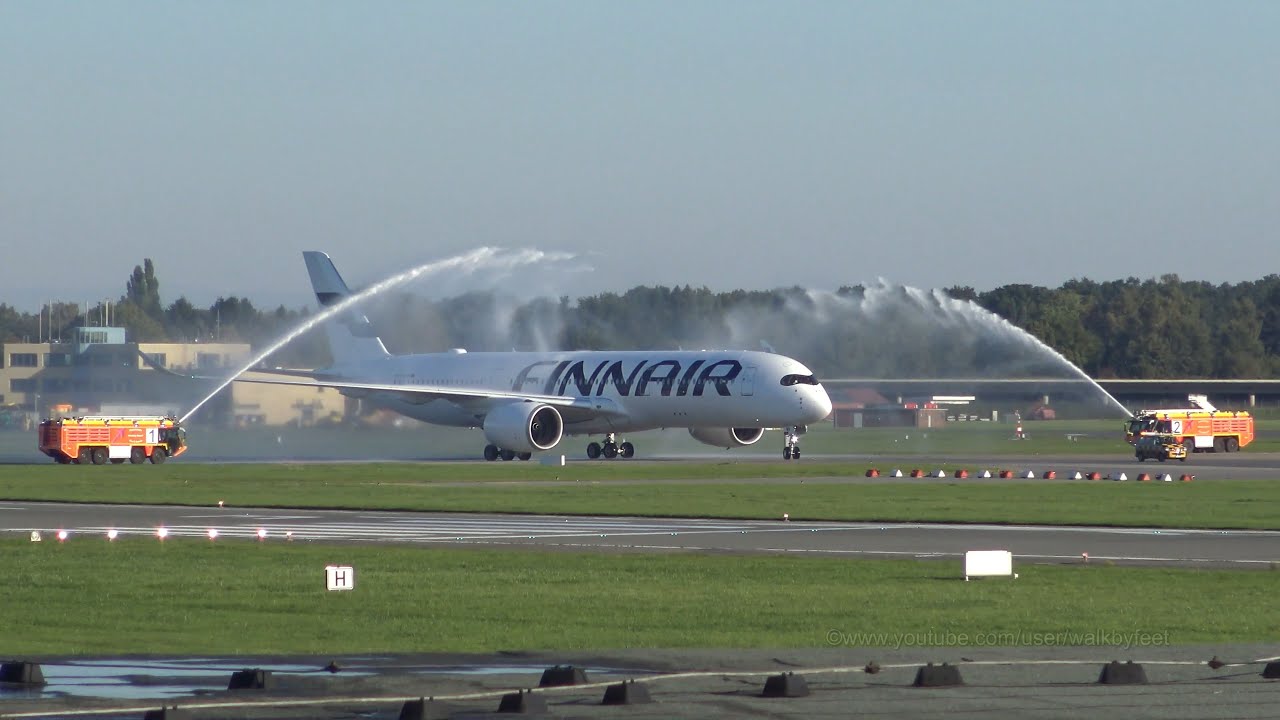 First Finnair Airbus A350-941 OH-LWA landing and takeoff @ Hamburg Airport