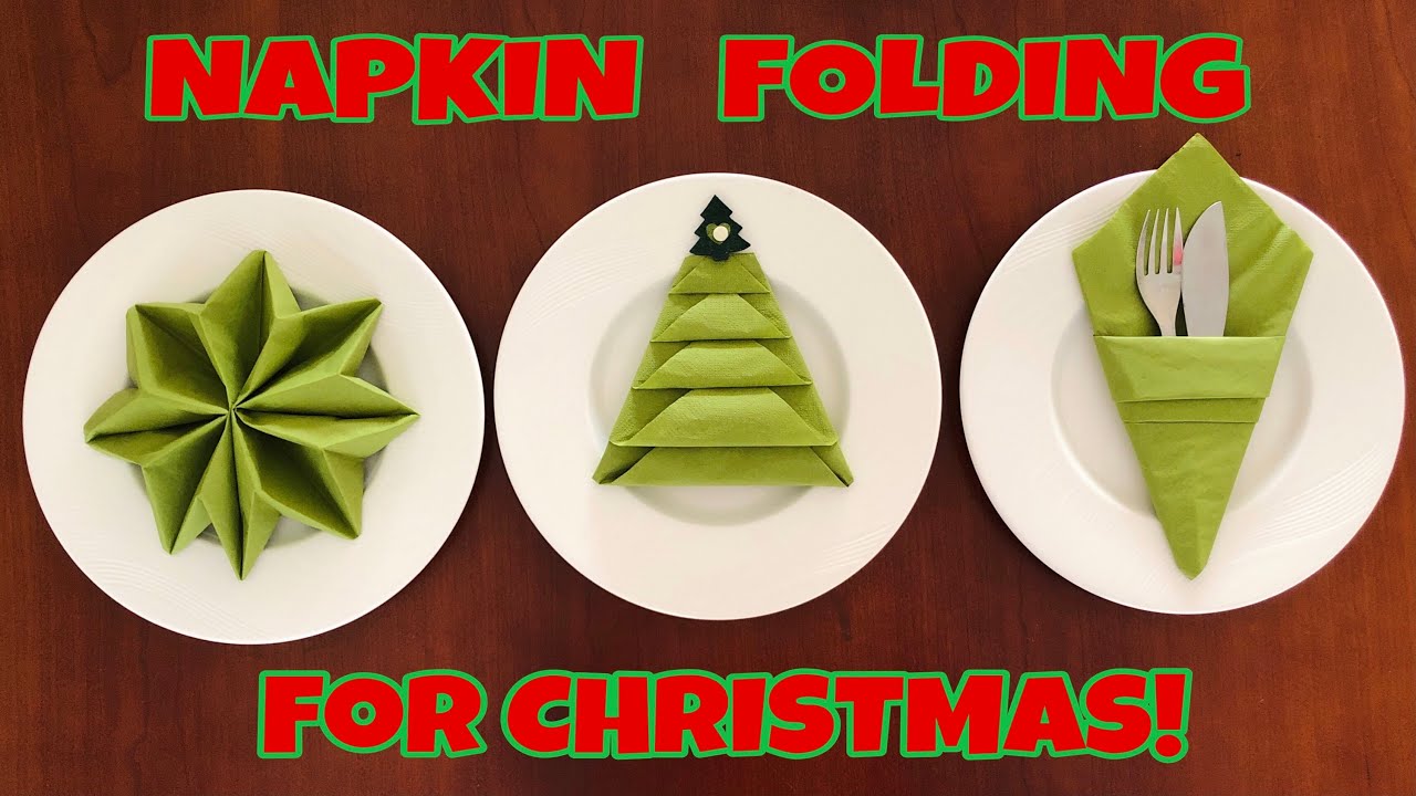 3 EASY WAY TECHNIQUES HOW TO FOLD NAPKIN FOR 🎄CHRISTMAS | NAPKIN ...