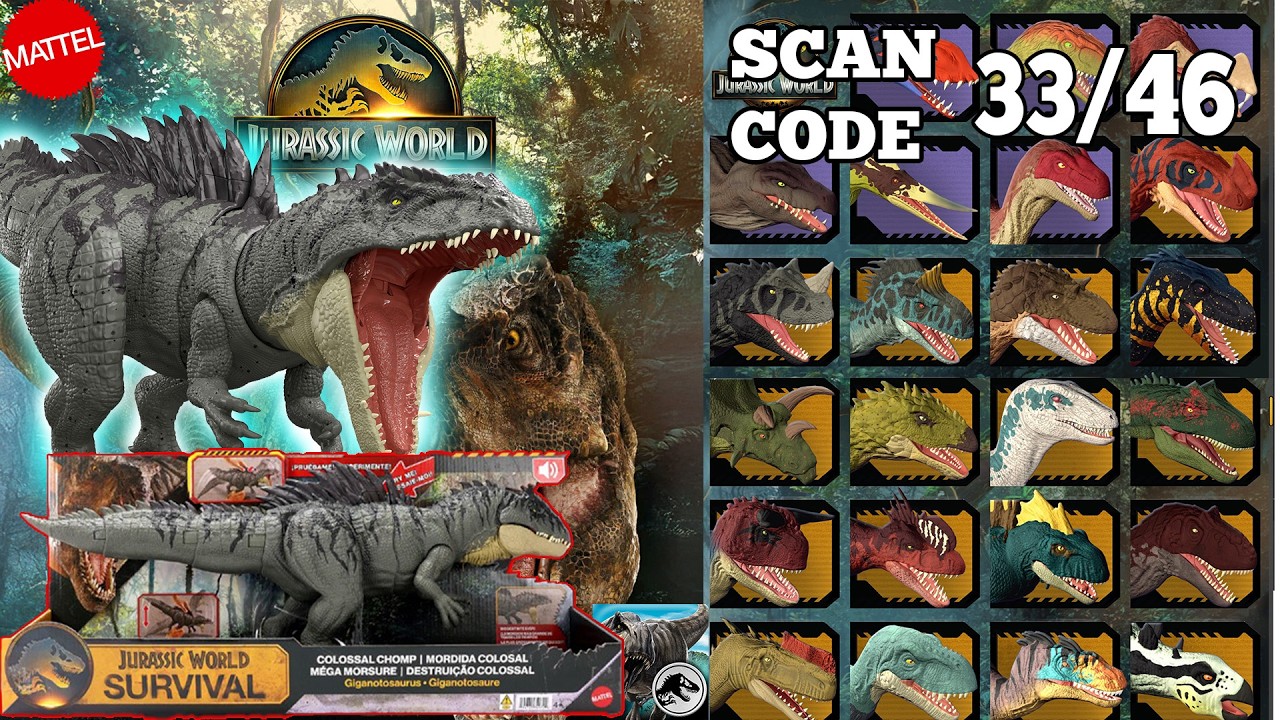 dino13ページ Jurassic World SURVIVAL 2026 MATTEL Scan Codes All Dinosaurs