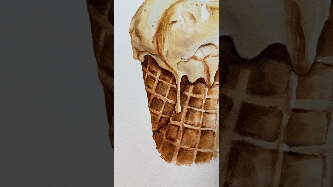 Yummy salted caramel ice cream painted in watercolor - more about this class below 👇🏻🍦💕